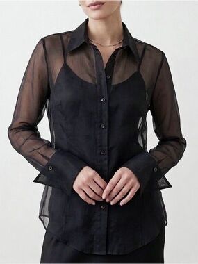 Vintage Gianfranco
Ferre GF FERRE Black
Sheer Organza Wide Cuff Blouse